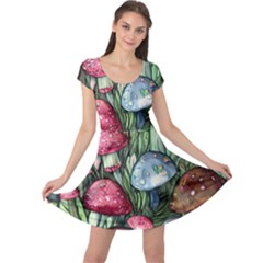 Magicians  Mushrooms Cap Sleeve Dress by GardenOfOphir