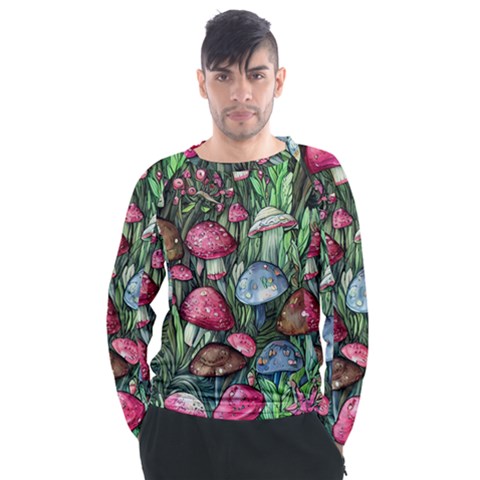 Magicians  Mushrooms Men s Long Sleeve Raglan Tee by GardenOfOphir