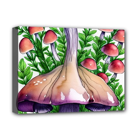 Conjuring Charm Of The Mushrooms Deluxe Canvas 16  X 12  (stretched)  by GardenOfOphir