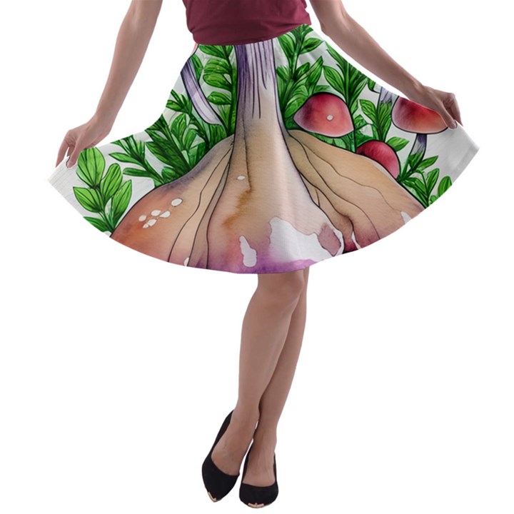 Conjuring Charm Of The Mushrooms A-line Skater Skirt