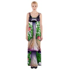 Conjuring Charm Of The Mushrooms Thigh Split Maxi Dress by GardenOfOphir