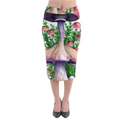 Conjuring Charm Of The Mushrooms Midi Pencil Skirt by GardenOfOphir