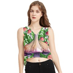 Conjuring Charm Of The Mushrooms V-neck Cropped Tank Top by GardenOfOphir