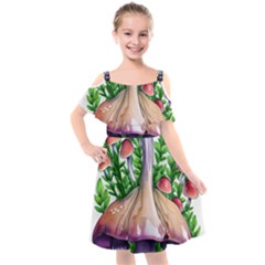 Conjuring Charm Of The Mushrooms Kids  Cut Out Shoulders Chiffon Dress by GardenOfOphir