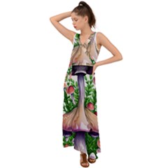 Conjuring Charm Of The Mushrooms V-neck Chiffon Maxi Dress by GardenOfOphir