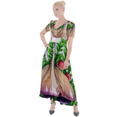 Conjuring Charm Of The Mushrooms Button Up Short Sleeve Maxi Dress by GardenOfOphir