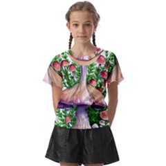 Conjuring Charm Of The Mushrooms Kids  Front Cut Tee by GardenOfOphir