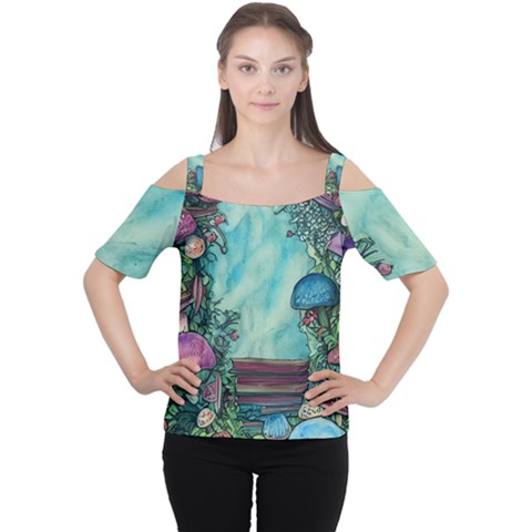 Sorcery And Spellwork With Mushrooms Cutout Shoulder Tee by GardenOfOphir