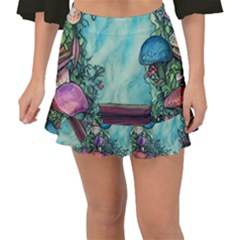 Sorcery And Spellwork With Mushrooms Fishtail Mini Chiffon Skirt