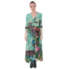 Sorcery And Spellwork With Mushrooms Button Up Maxi Dress by GardenOfOphir