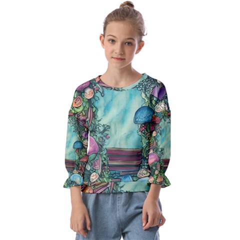 Sorcery And Spellwork With Mushrooms Kids  Cuff Sleeve Top by GardenOfOphir