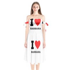 I Love Barbara Shoulder Tie Bardot Midi Dress by ilovewhateva