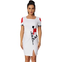 I Love Barbara Fitted Knot Split End Bodycon Dress