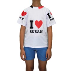 I Love Susan Kids  Short Sleeve Swimwear by ilovewhateva