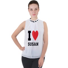 I Love Susan Mock Neck Chiffon Sleeveless Top by ilovewhateva