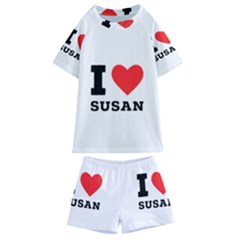 I Love Susan Kids  Swim Tee And Shorts Set by ilovewhateva