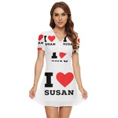 I Love Susan V-neck High Waist Chiffon Mini Dress by ilovewhateva