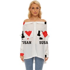 I Love Susan Off Shoulder Chiffon Pocket Shirt by ilovewhateva