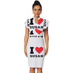 I Love Susan Vintage Frill Sleeve V-neck Bodycon Dress by ilovewhateva