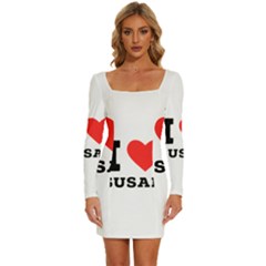 I Love Susan Long Sleeve Square Neck Bodycon Velvet Dress by ilovewhateva