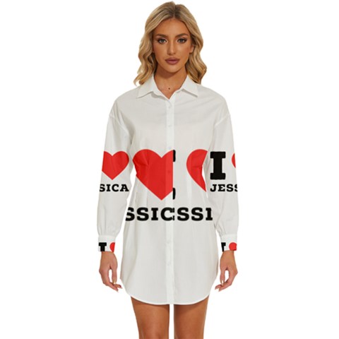 I Love Jessica Womens Long Sleeve Shirt Dress by ilovewhateva