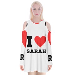 I Love Sarah Velvet Long Sleeve Shoulder Cutout Dress by ilovewhateva