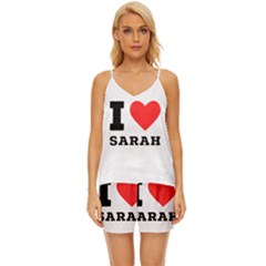 I Love Sarah V-neck Satin Pajamas Set by ilovewhateva