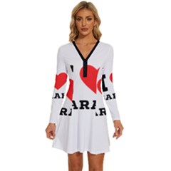 I Love Sarah Long Sleeve Deep V Mini Dress  by ilovewhateva