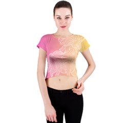 Unicorm Orange And Pink Crew Neck Crop Top by lifestyleshopee