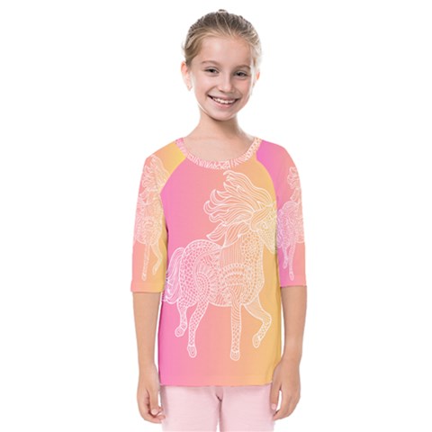 Unicorm Orange And Pink Kids  Quarter Sleeve Raglan Tee by lifestyleshopee