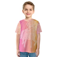 Unicorm Orange And Pink Kids  Sport Mesh Tee