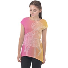 Unicorm Orange And Pink Cap Sleeve High Low Top by lifestyleshopee