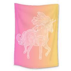 Unicorm Orange And Pink Large Tapestry by lifestyleshopee