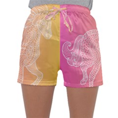 Unicorm Orange And Pink Sleepwear Shorts