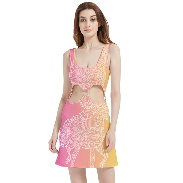 unicorm orange and pink Velour Cutout Dress