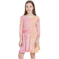 Unicorm Orange And Pink Kids  Quarter Sleeve Skater Dress by lifestyleshopee