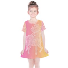 Unicorm Orange And Pink Kids  Simple Cotton Dress by lifestyleshopee