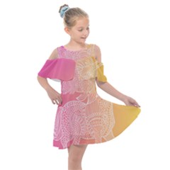 Unicorm Orange And Pink Kids  Shoulder Cutout Chiffon Dress by lifestyleshopee