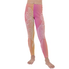 Unicorm Orange And Pink Kids  Lightweight Velour Leggings