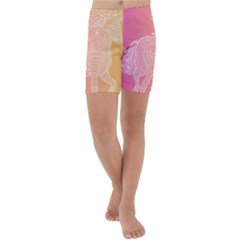 Unicorm Orange And Pink Kids  Lightweight Velour Capri Yoga Leggings