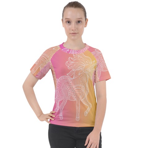 Unicorm Orange And Pink Women s Sport Raglan Tee by lifestyleshopee