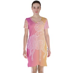 Unicorm Orange And Pink Short Sleeve Nightdress