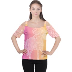 Unicorm Orange And Pink Cutout Shoulder Tee