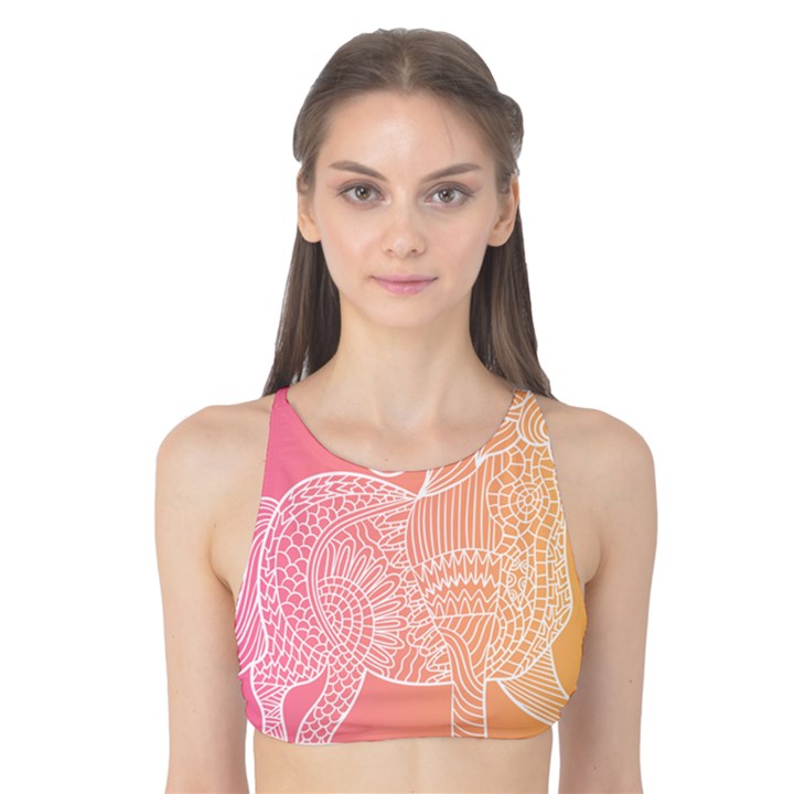 unicorm orange and pink Tank Bikini Top