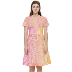 Unicorm Orange And Pink Short Sleeve Waist Detail Dress by lifestyleshopee