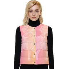 Unicorm Orange And Pink Women s Short Button Up Puffer Vest by lifestyleshopee