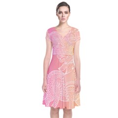 Unicorm Orange And Pink Short Sleeve Front Wrap Dress by lifestyleshopee