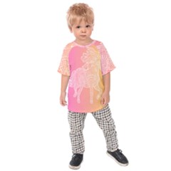 Unicorm Orange And Pink Kids  Raglan Tee