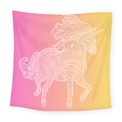 Unicorm Orange And Pink Square Tapestry (large) by lifestyleshopee