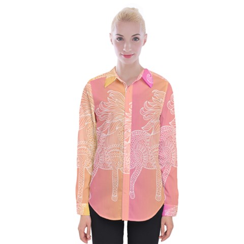 Unicorm Orange And Pink Womens Long Sleeve Shirt by lifestyleshopee